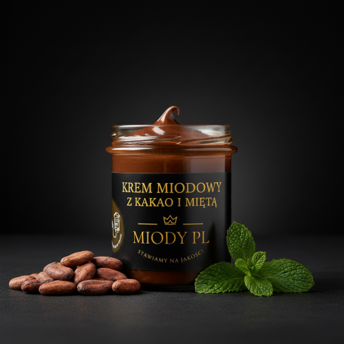 Krem miodowy z kakao i miętą - 430 g