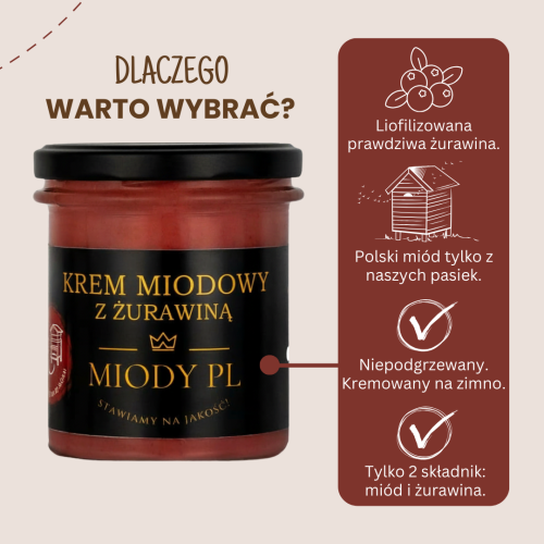 Krem miodowy z żurawiną - 430 g