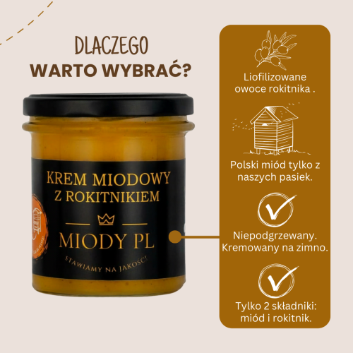 Krem miodowy z rokitnikiem - 430 g