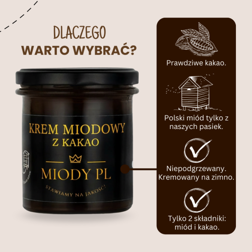 Krem miodowy z kakao - 430 g