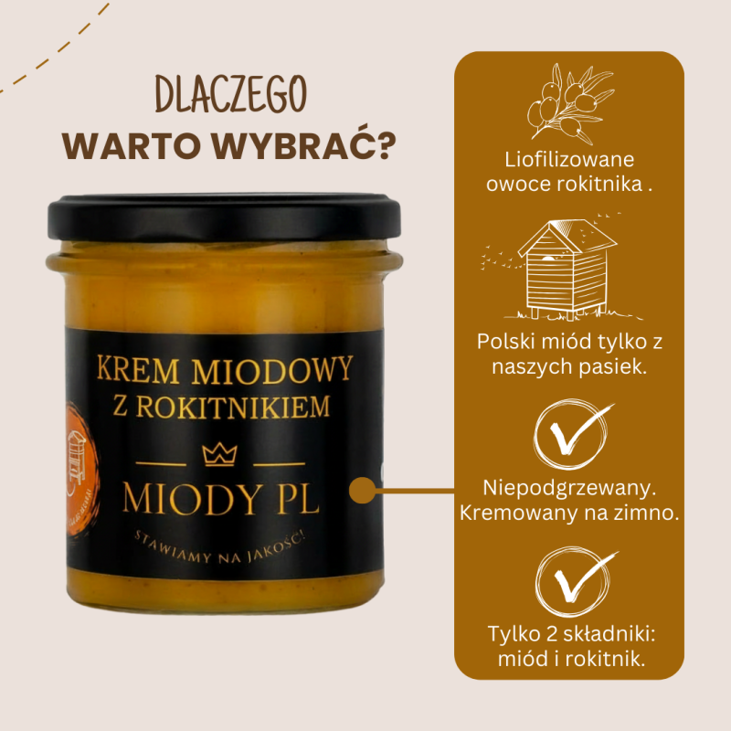 Krem miodowy z rokitnikiem - 430 g