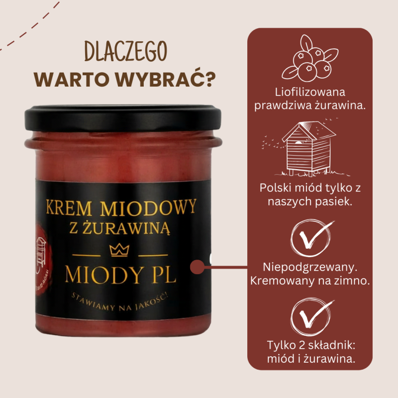 Krem miodowy z żurawiną - 430 g