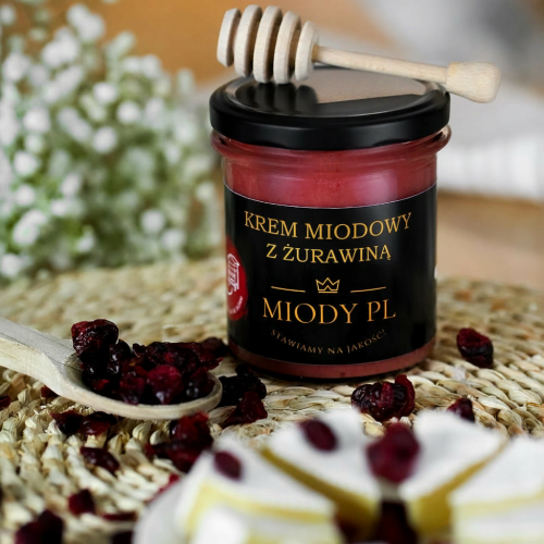 Krem miodowy z żurawiną - 430 g