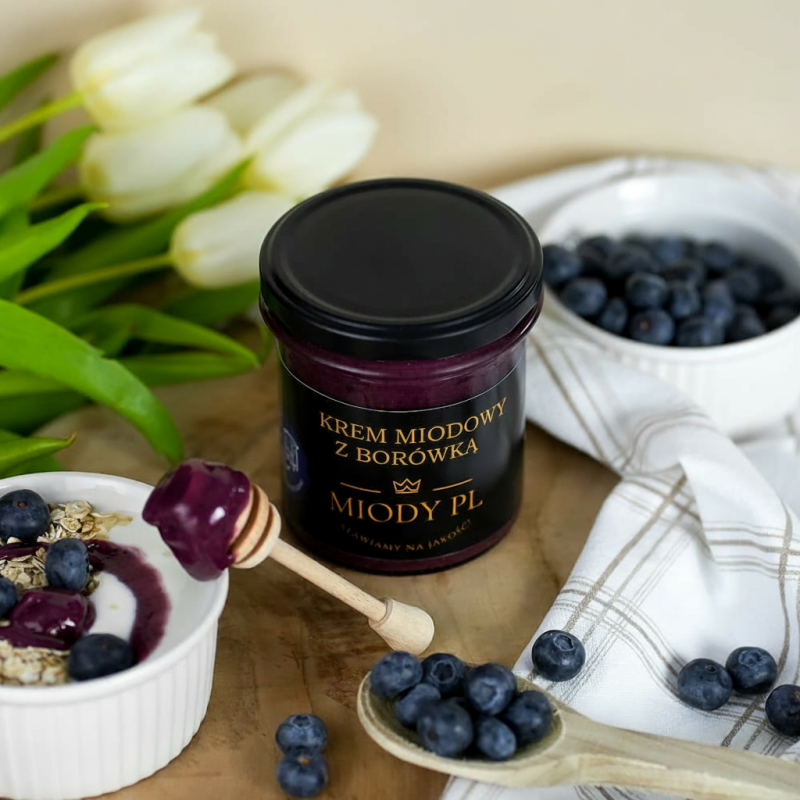 Krem miodowy z borówką - 430 g