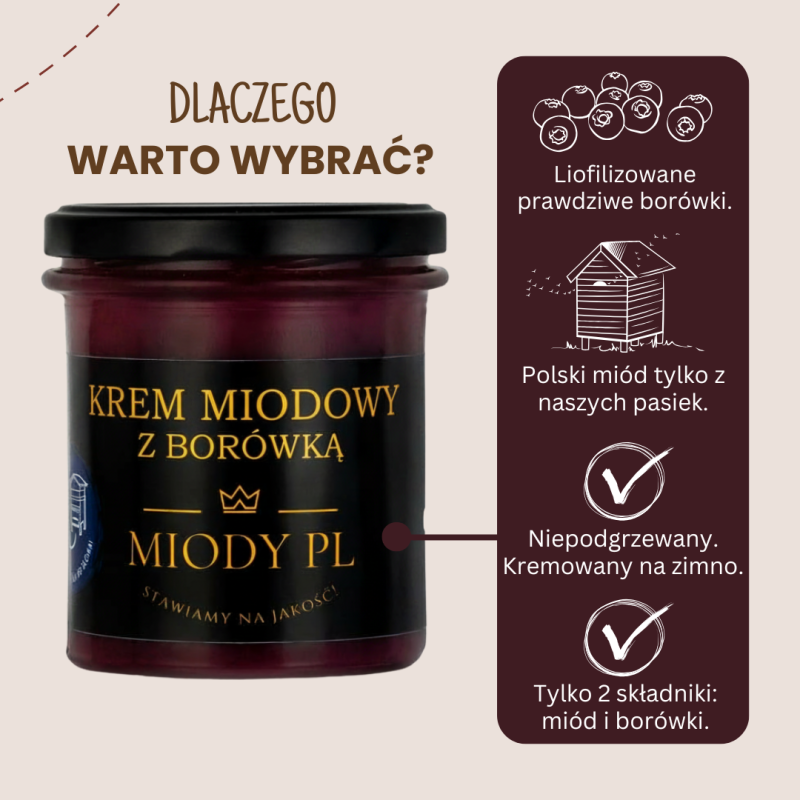 Krem miodowy z borówką - 430 g