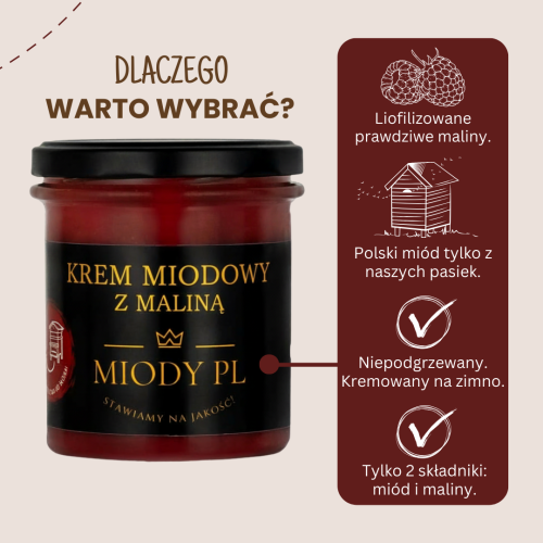 Krem miodowy z maliną - 430 g